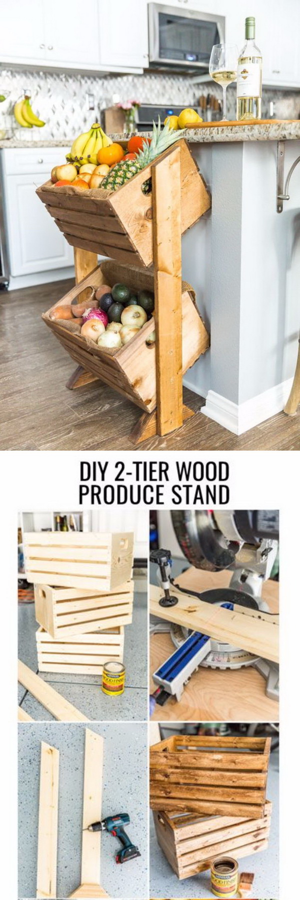 DIY wooden box produce stand. 