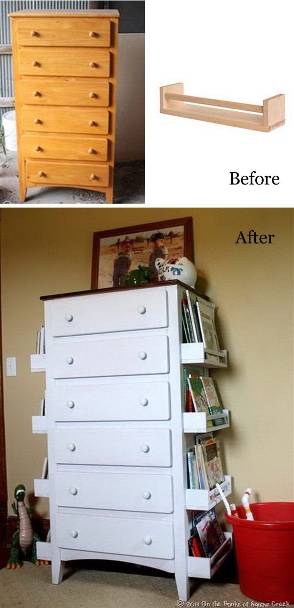 DIY children's bookcases from old drawers. 
