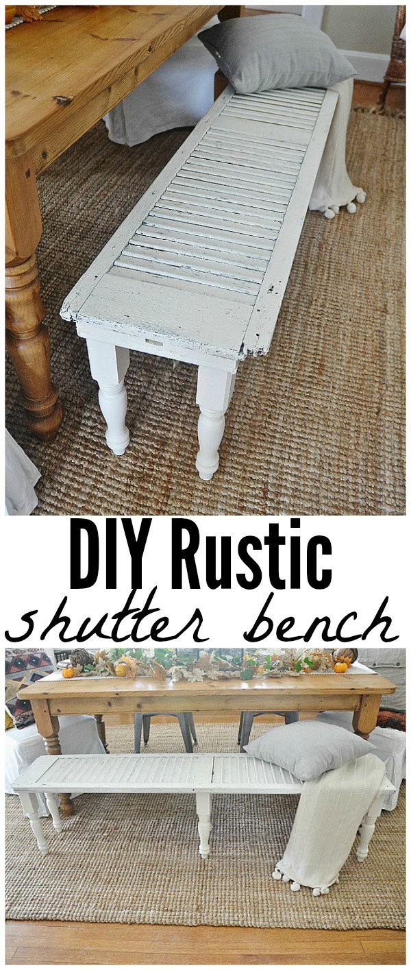 DIY rustic bench with an old lock. 