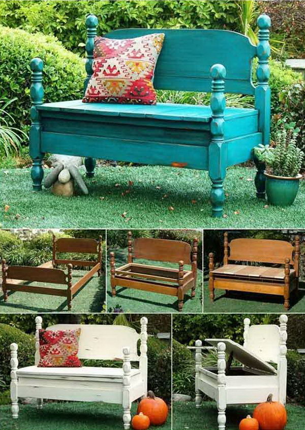 DIY wonderful benches from old beds. 