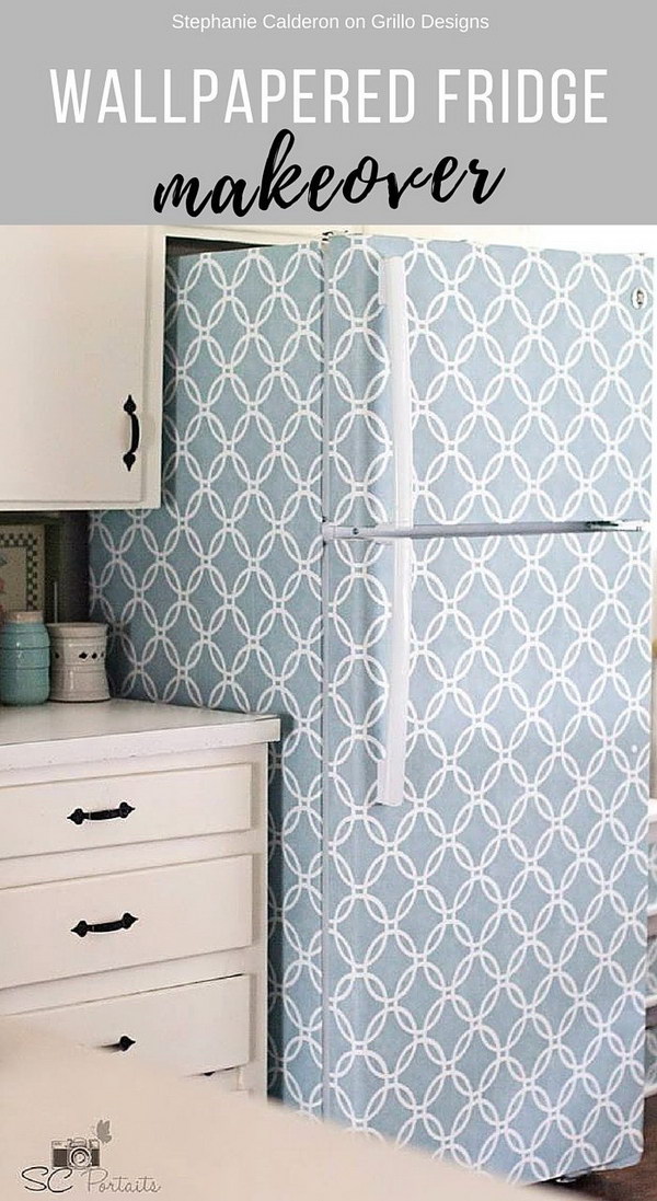If your fridge doesn't match your decor - Wallpaper It. 