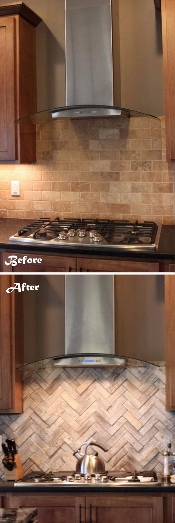 Change the look of your kitchen by changing the backsplash. 