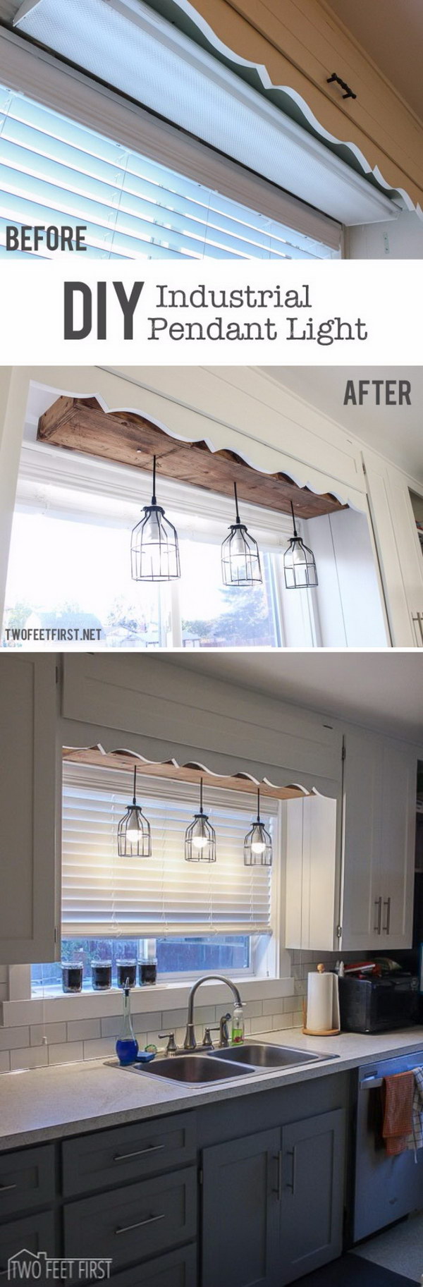 Make the plain space fun with a DIY pendant lamp with a wooden box. 