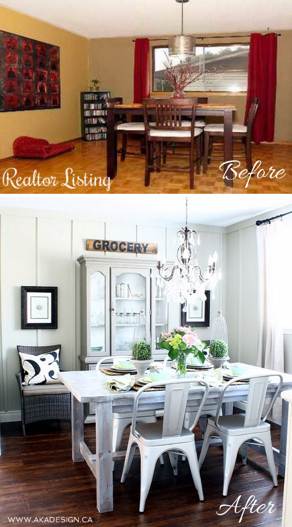 Cottage farmhouse dining room makeover. 