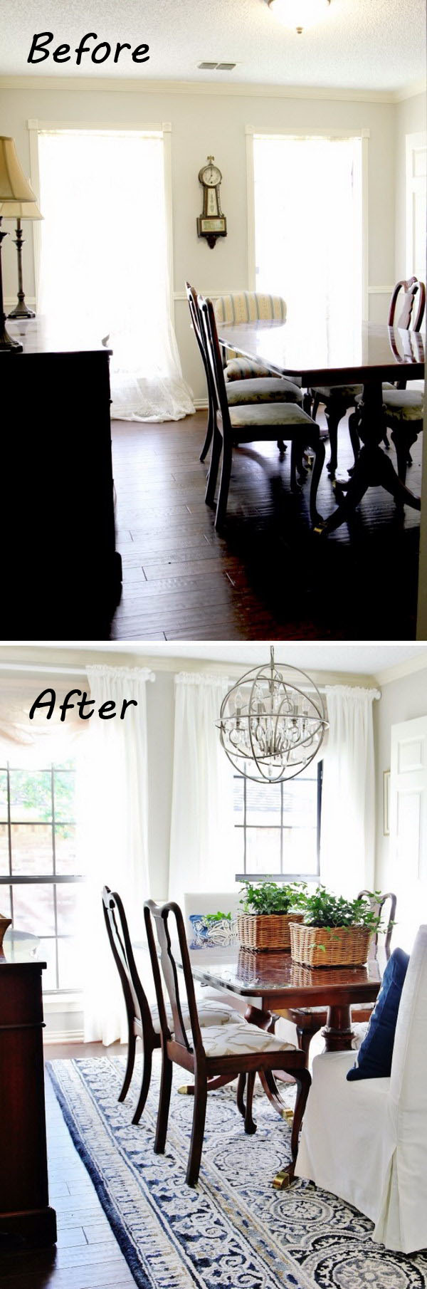 Before and after the dining room: Nice room and so much personality. 