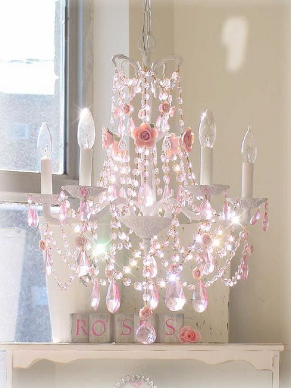 Pink crystal chandelier 