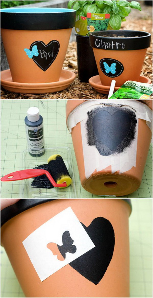 DIY chalk painted flower pots 