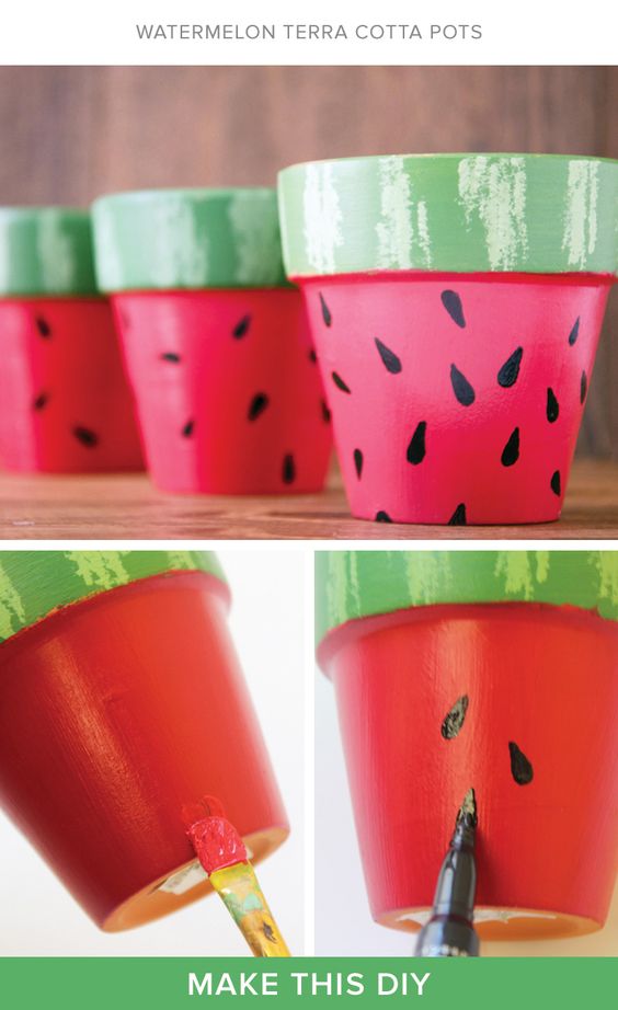 DIY watermelon flower pots 
