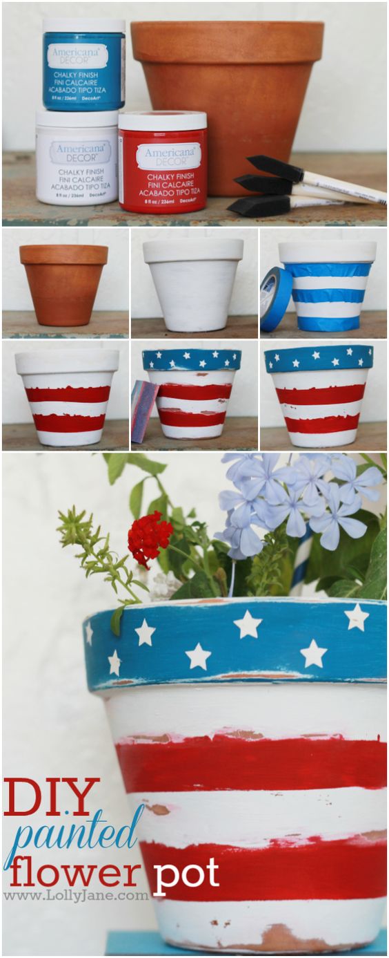 DIY Stars & Stripes flowerpot 