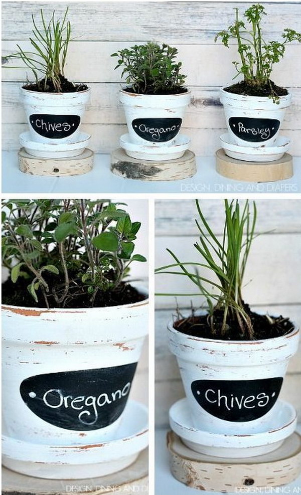 DIY blackboard herb pots 