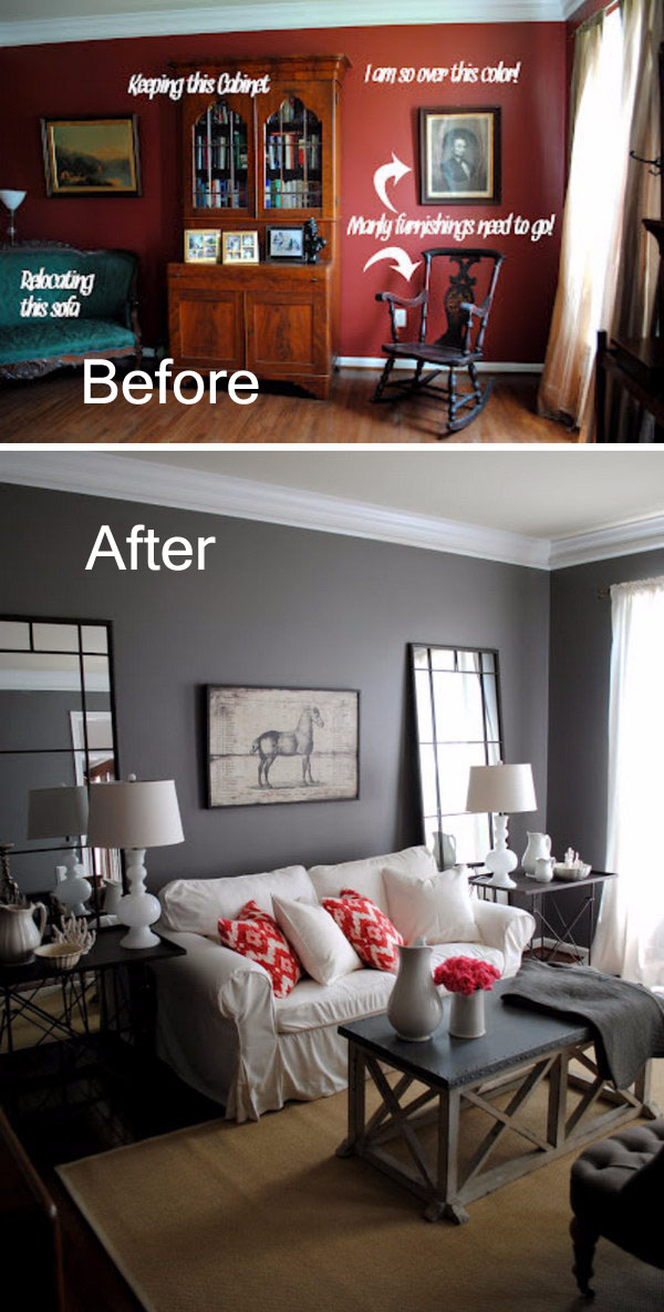 Beautiful anthracite gray living room transformation. 