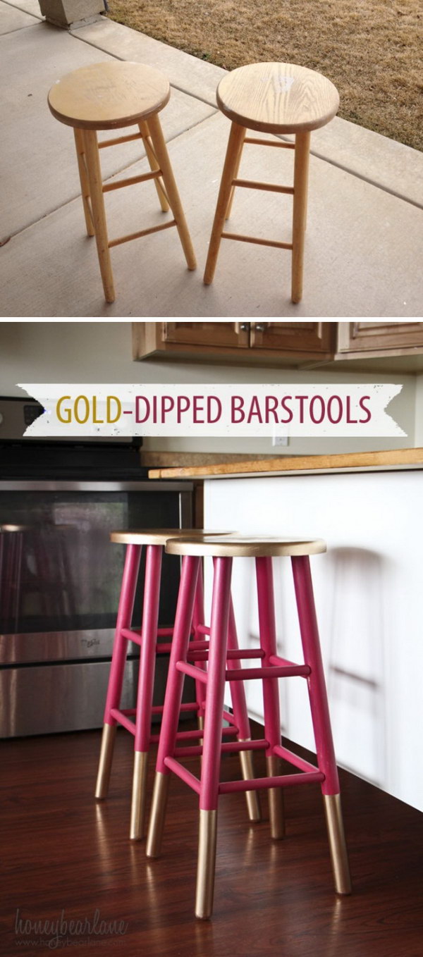 Gold-dipped bar stool. 