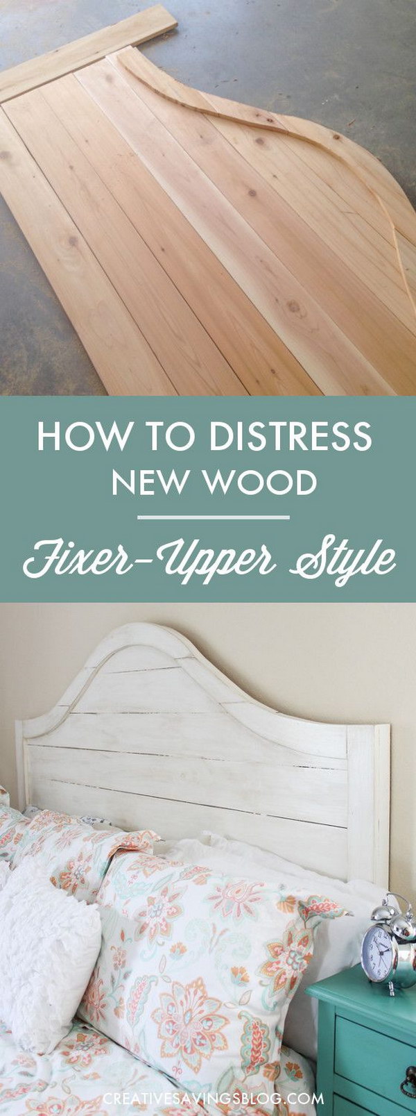 Distress New Wood to Shabby Chic Style Headboard 