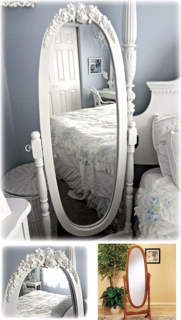 Easy Shabby Chic Mirror Makeover with applications and color