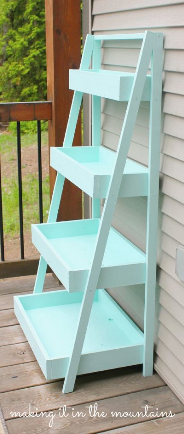 DIY shabby chic ladder shelf 