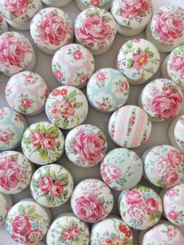    Shabby Cath Kidson napkin and decoupage buttons 
