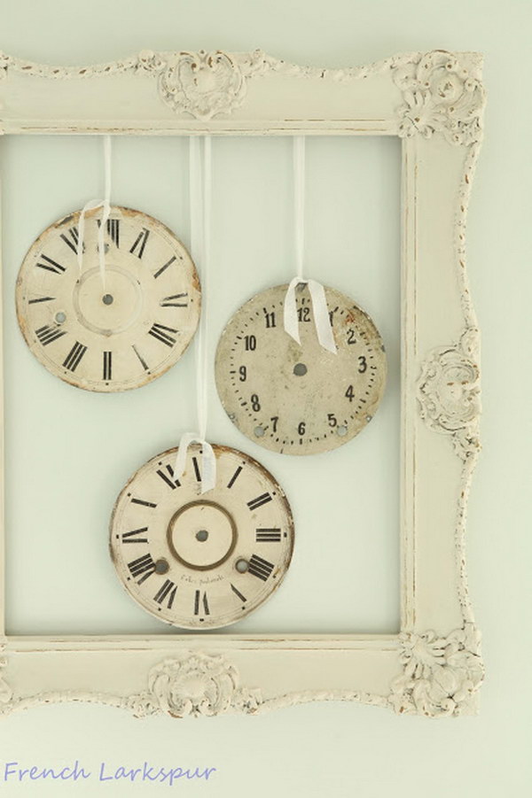 Shabby chic clocks and frames wall decoration 