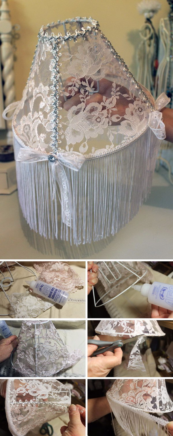 DIY shabby chic lace lampshade 