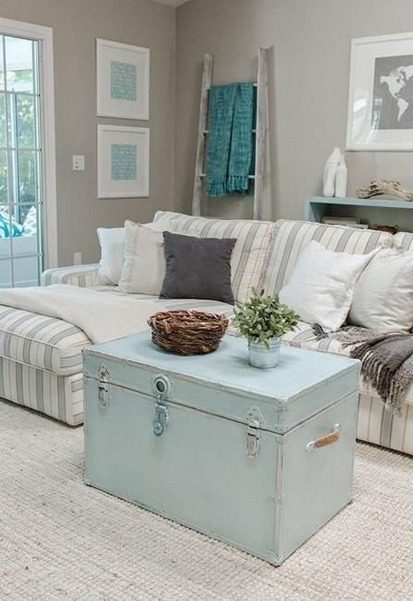 Pastel blue trunk coffee table 