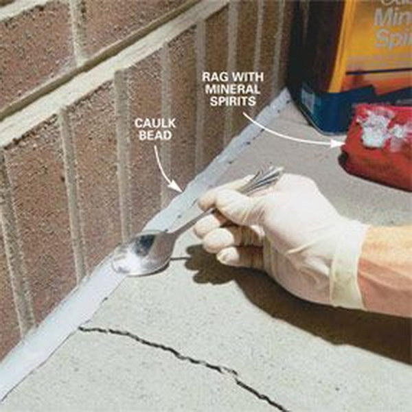 Seal cracks in concrete with durable urethane sealant. 