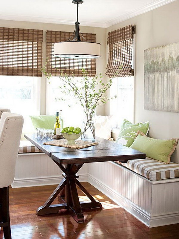 Farmhouse breakfast nook with natural beauty. 