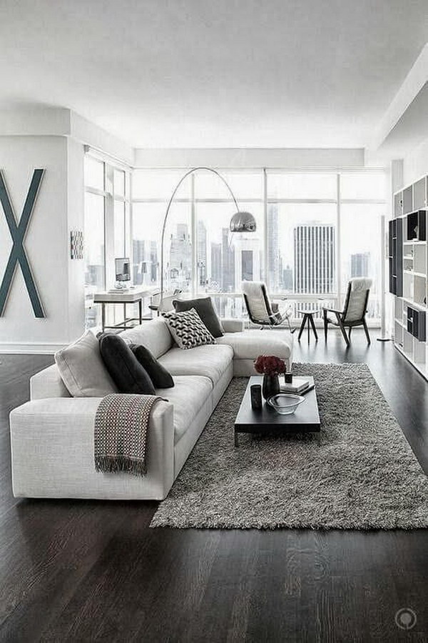White color living room. 