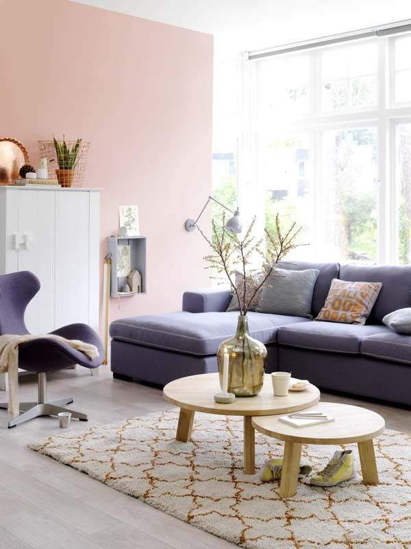 Blush pink painting living room. 