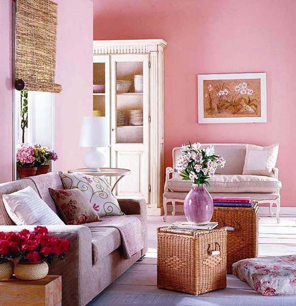 Pink living room. 
