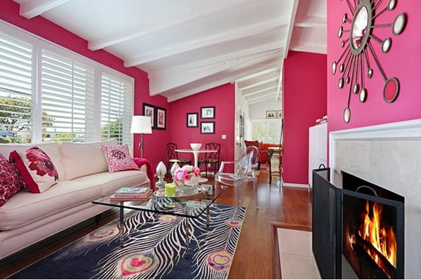 Pink painting living room. 