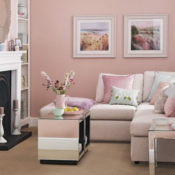 Cotton candy pink living room. 