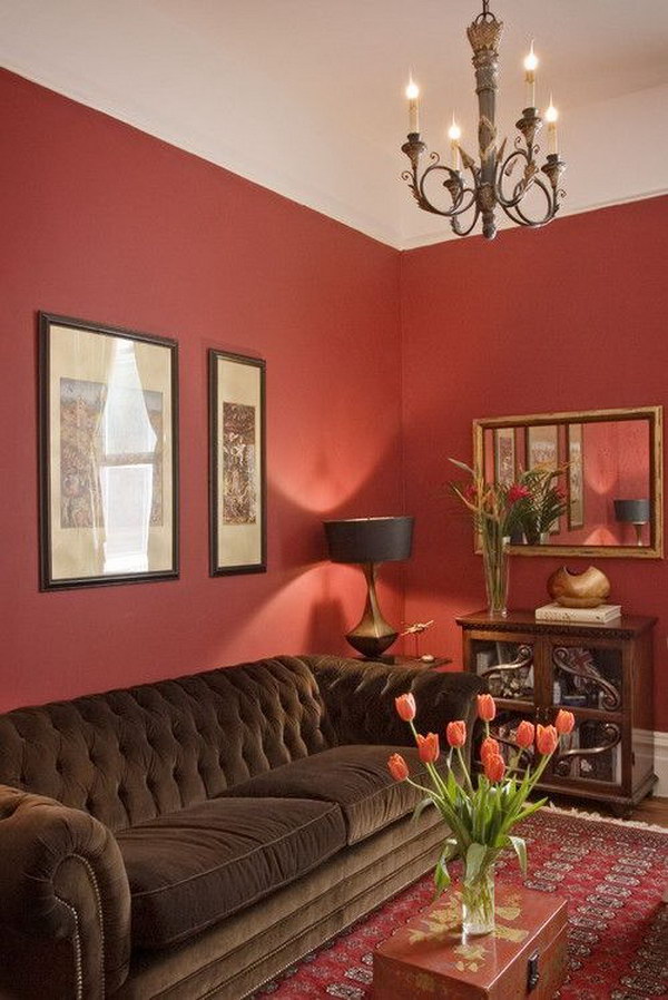 Red painting living room. 