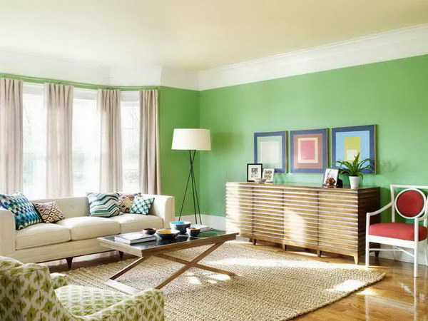 Happy green living room. 