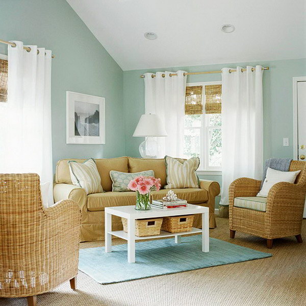 Pastel blue living room. 