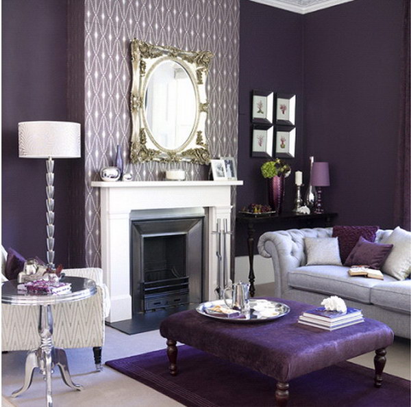 Pretty purple living room. 