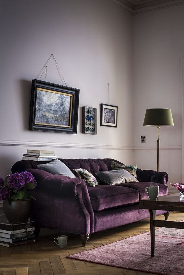 Light purple living room painting. 
