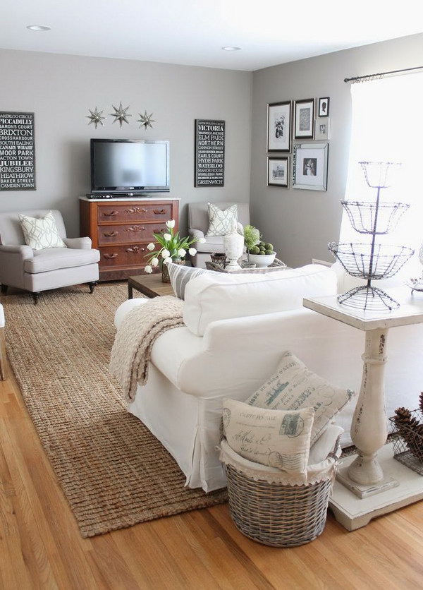 Light gray painting living room. 