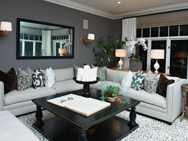 Dark gray painting living room. 