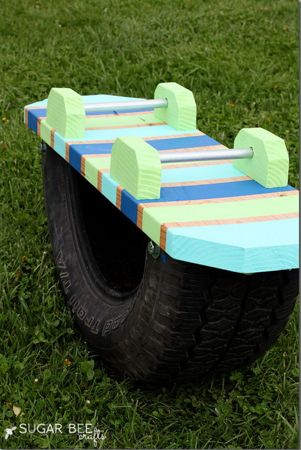 Teeter totter from an old tire 