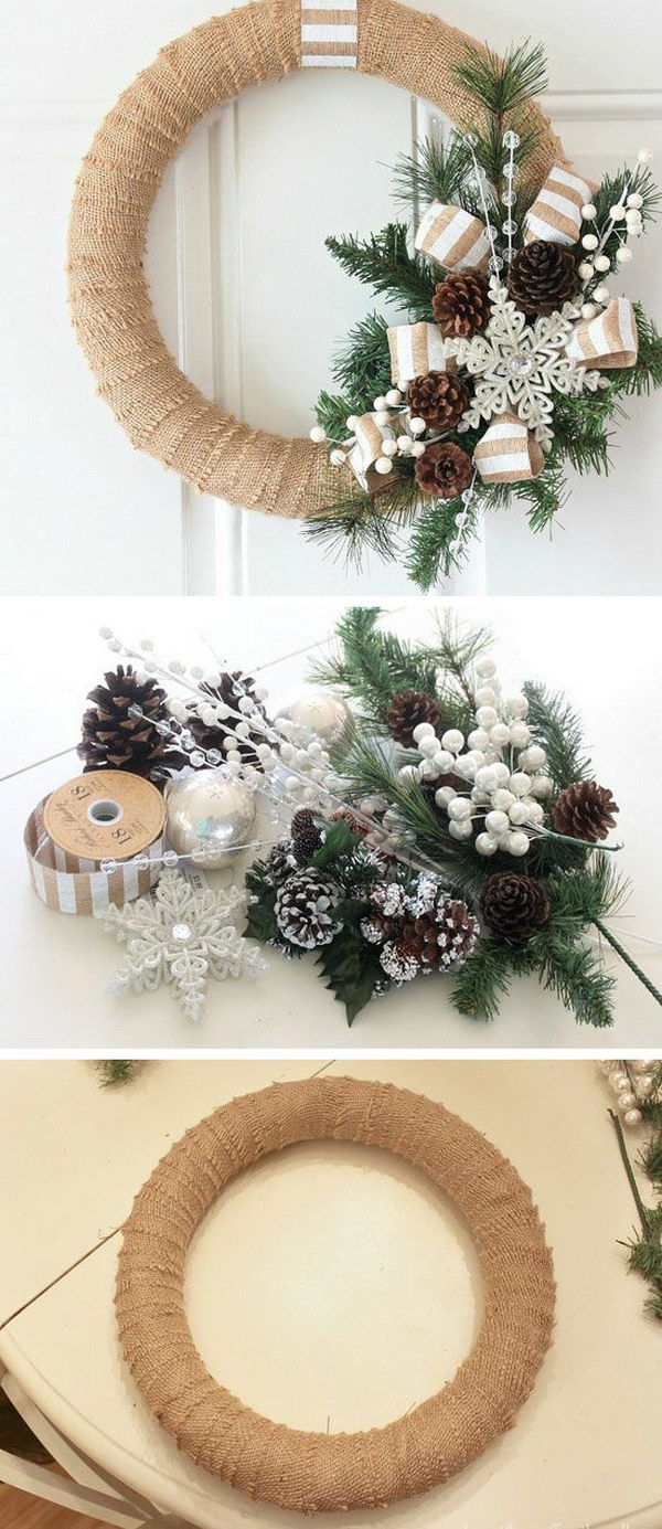 Burlap Christmas wreath. It's quick and easy to do. 