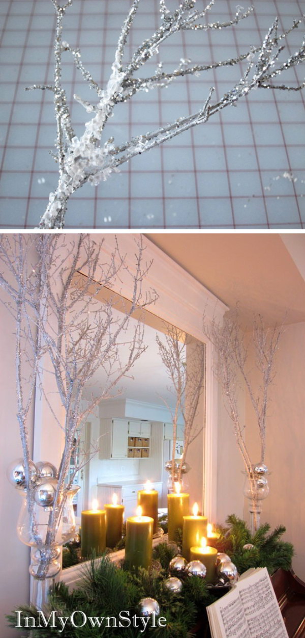 Sparkling branches for Christmas decoration. Super cheap and beautiful ice branches, which are ideal for this winter season. 