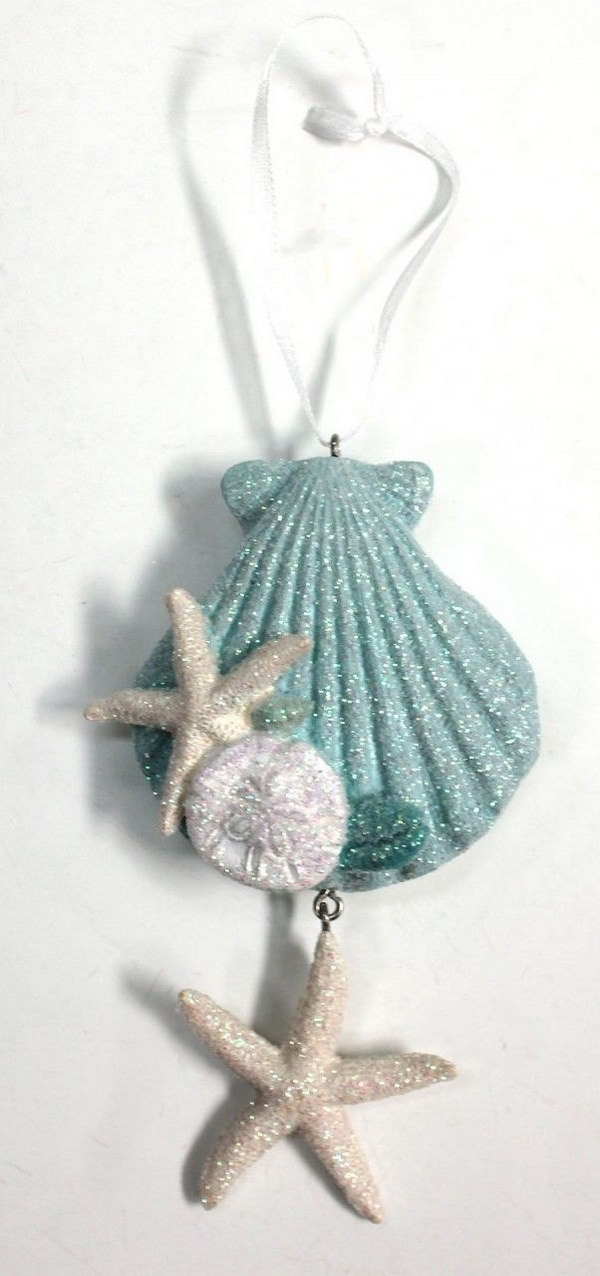 Glittering resin shell ornament 