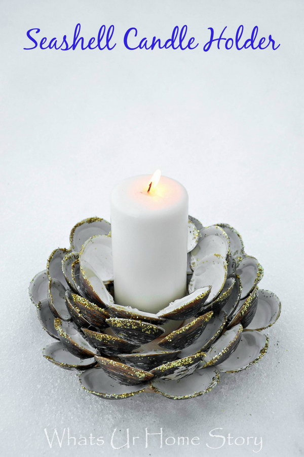 DIY conch shell candle holder 