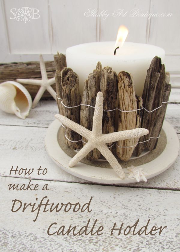 Driftwood coastal candle holder  