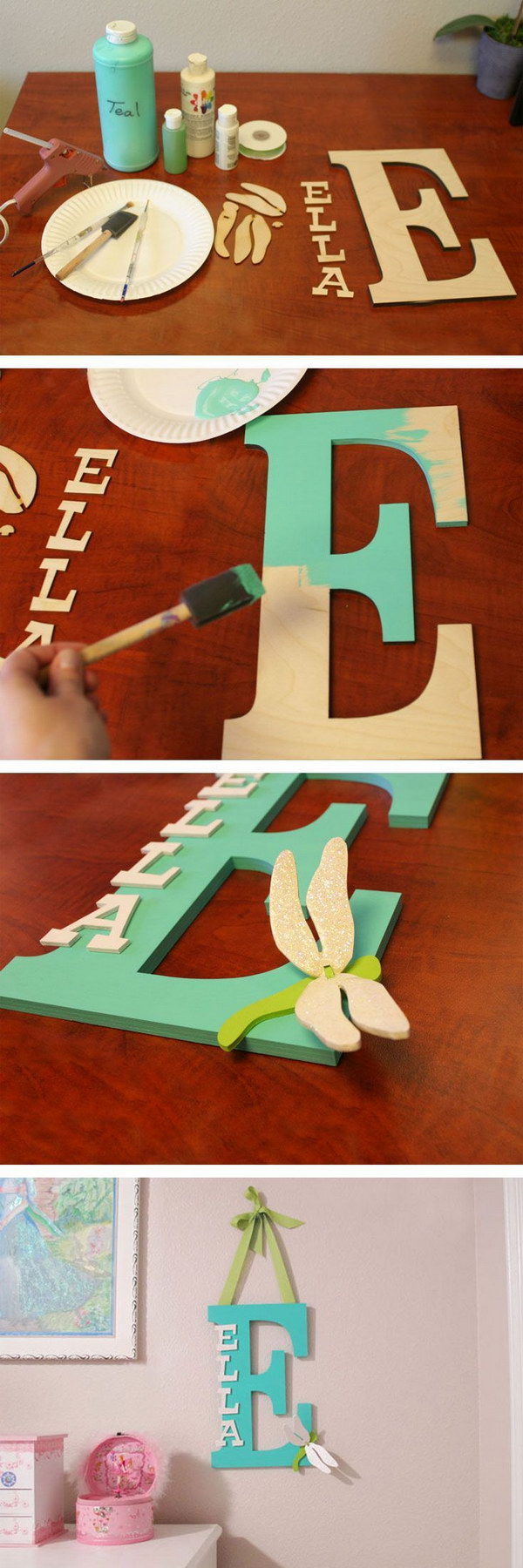 Painted wooden letter for a child's room 