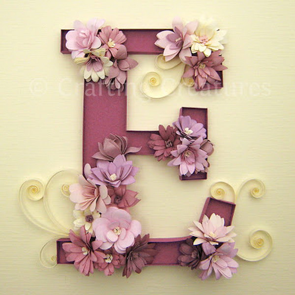 Letter decorated with fringe flowers 
