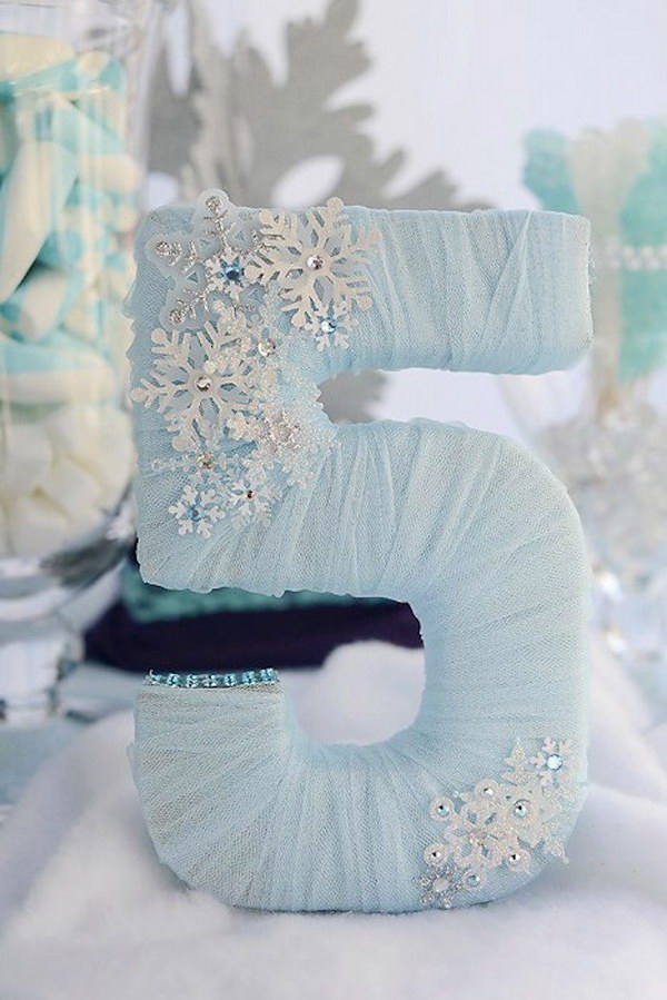 DIY tulle wrapped letter 