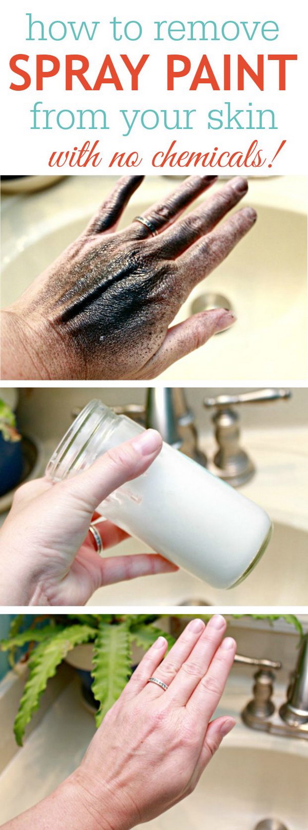 How to remove spray paint with coconut oil and baking soda from your skin. 