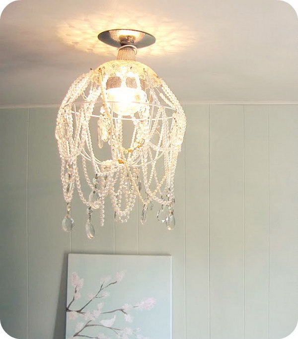 DIY shabby chic crystal chandelier. 
