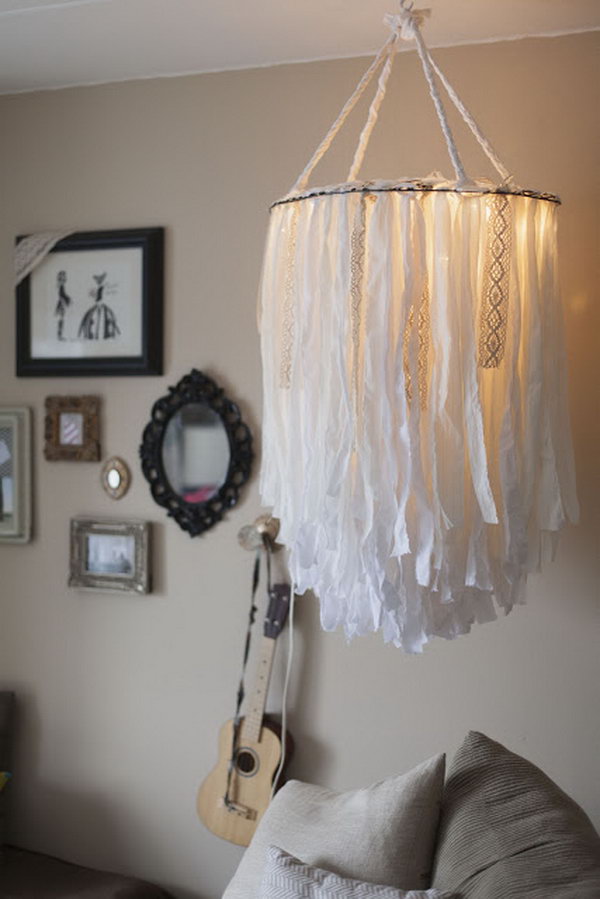 DIY statement fabric chandelier. 