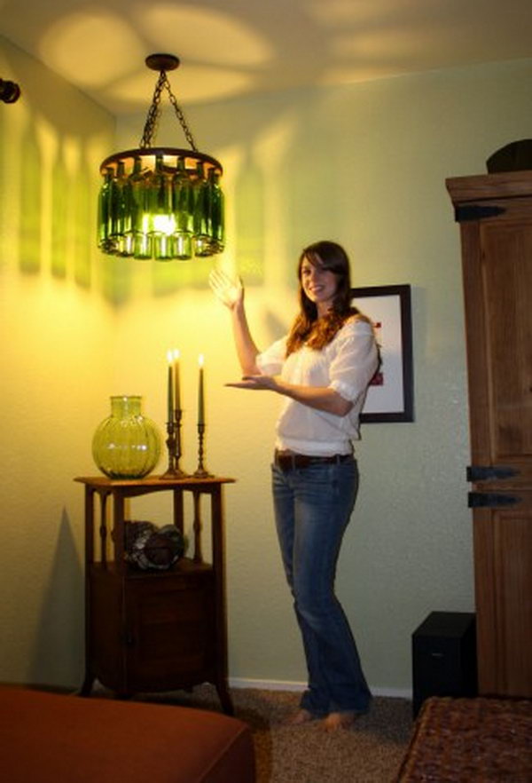 DIY wine bottle chandelier for around $ 50. 